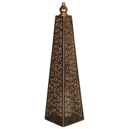 Battery Powered Moroccan Style Pyramid Lantern Lamp - Weatherproof Bronze Effect Home Or Garden Led Light - H60 X 15Cm Diameter - thumbnail 3