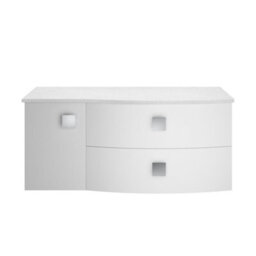 Balterley Gentleshaw Contemporary 2 Drawer Right-Hand Wall Hung Vanity Unit With White Marble Worktop, Moon White, 1000mm - thumbnail 1
