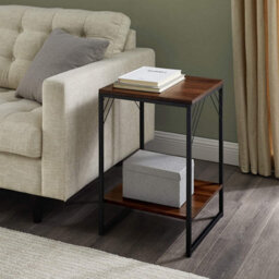 "Simpa 16"" Dark Walnut Metal Accent Side Table" - thumbnail 5