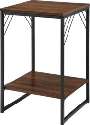 "Simpa 16"" Dark Walnut Metal Accent Side Table" - thumbnail 2
