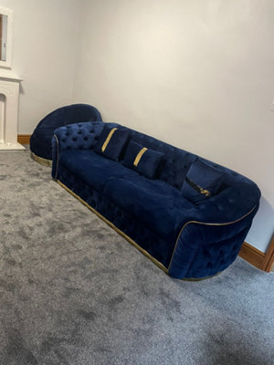 Ambassador 3+2 Navy Blue Velvet & Gold Detail - image 1
