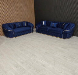 Ambassador 3+2 Navy Blue Velvet & Gold Detail - thumbnail 5