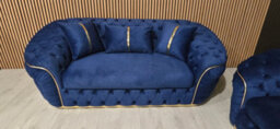 Ambassador 3+2 Navy Blue Velvet & Gold Detail - thumbnail 3