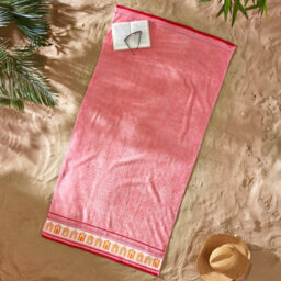 Catherine Lansfield Beach Huts Absorbent Beach Towel Coral Pink 90X180Cm - thumbnail 1