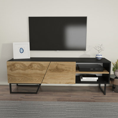 Decorotika Denasse Tv Stand Tv Unit For Tvs Up To 60 Inch Black And Oak - image 1