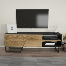 Decorotika Denasse Tv Stand Tv Unit For Tvs Up To 60 Inch Black And Oak - thumbnail 5