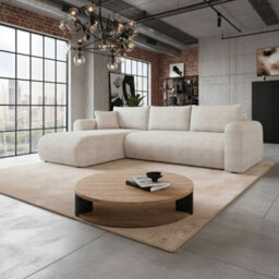 Universal Corner Sofa Bed With Storage Profiled Comfort Modern Fabric Left Or Right Hand 212 122Cm Sleeping Area Light Beige