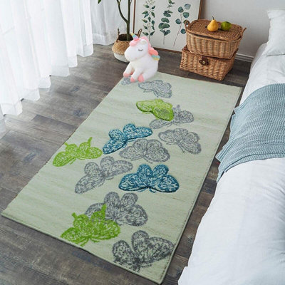 Aspect Furniture Butterfly Rug-Kids/girls Room-Teal,green,grey And Cream,80 X 150 Cm - image 1