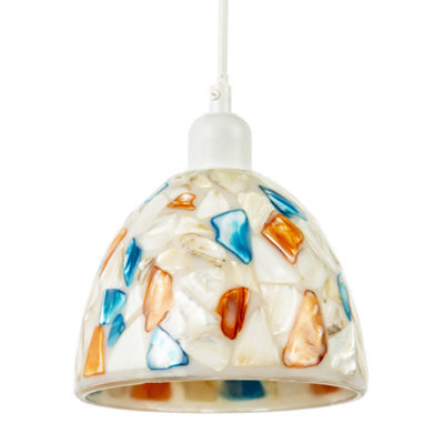 Happy Homewares Mother Of Pearl Style Mosaic Glass Pendant Ceiling Lighting Shade - image 1