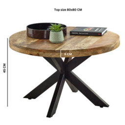 Wyld Haus London Natural Mango Wood Round Coffee Table With Industrial Metal Legs - thumbnail 5
