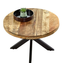 Wyld Haus London Natural Mango Wood Round Coffee Table With Industrial Metal Legs - thumbnail 4