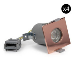 4 Pack - Copper Gu10 Square Fire Rated Downlight - Ip65 - Se Home - thumbnail 1
