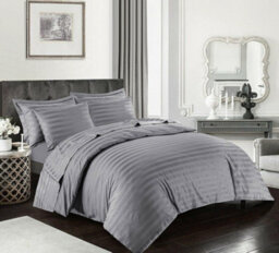 Homes & Linen Luxury Stripe Duvet Cover Set 400 Thread Count Satin Stripe Duvet Cover Set Original 400 Thread Count 100% Egyptian Cotton Hotel Q