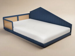 Flair Carter Small Double Montessori Bed With Rattan Panels Navy - thumbnail 3