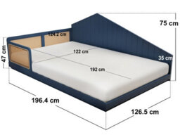 Flair Carter Small Double Montessori Bed With Rattan Panels Navy - thumbnail 5