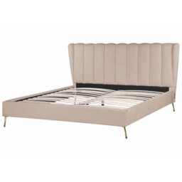 Beliani Bed Velvet Miribel 180 X 200 Cm (Eu Super King) Taupe - thumbnail 6