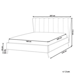 Beliani Bed Velvet Miribel 180 X 200 Cm (Eu Super King) Taupe - thumbnail 3
