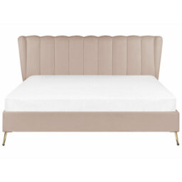 Beliani Bed Velvet Miribel 180 X 200 Cm (Eu Super King) Taupe - thumbnail 4