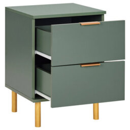 Wyld And Coco Elements Bedside Table Nightstand Green Gold, 2 Drawers, Retro Modern. - thumbnail 5