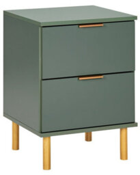 Wyld And Coco Elements Bedside Table Nightstand Green Gold, 2 Drawers, Retro Modern. - thumbnail 3