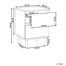 Wyld And Coco Elements Bedside Table Nightstand Green Gold, 2 Drawers, Retro Modern. - thumbnail 4