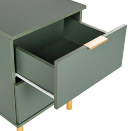 Wyld And Coco Elements Bedside Table Nightstand Green Gold, 2 Drawers, Retro Modern. - thumbnail 7