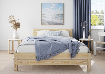 Nodax Super King Bed Frame, F3, Solid Pine Wood, Easy Assembly, Sturdy Slats & Extra Support Legs, 6Ft, Pine Finish - image 1