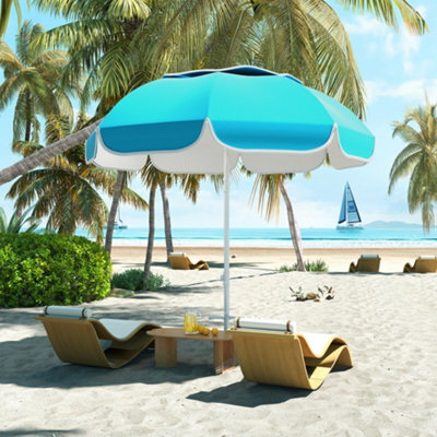 Outsunny Beach Umbrella, Adjustable Height & Tilt Portable Parasol, Blue