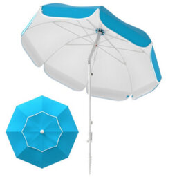 Outsunny Beach Umbrella, Adjustable Height & Tilt Portable Parasol, Blue - thumbnail 2