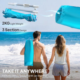 Outsunny Beach Umbrella, Adjustable Height & Tilt Portable Parasol, Blue - thumbnail 8