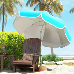 Outsunny Beach Umbrella, Adjustable Height & Tilt Portable Parasol, Blue - thumbnail 9