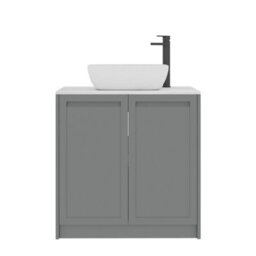 Royal Bathrooms Royal Bathroom Elmore 800mm Matt Pebble Grey Freestanding Countertop Bathroom Vanity Unit 2 Door With Elva Basin - thumbnail 7