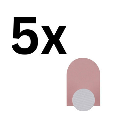 Keypak 5 Pack Colour Pop Decorative Adhesive Wall Coat Hooks - Pink & White - Coat & Accessory Hooks For Kids Room, Nursery - image 1