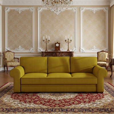 Bukiet Sofa Bed For Living Room With Sleeping Function Storage Compartment Wood Frame 256X103X95Cm 147X200Cm Mustard - image 1