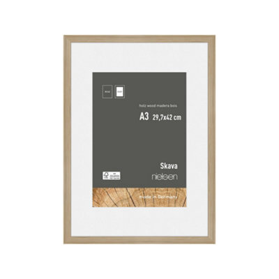 Nielsen Skava A3 Oak Wooden Picture Frame With A4 Mount, Float Glass And Push/turn Clips - image 1