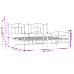 Berkfield Metal Bed Frame With Headboard And Footboard White 200X200 Cm - thumbnail 9
