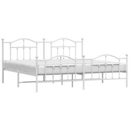 Berkfield Metal Bed Frame With Headboard And Footboard White 200X200 Cm - thumbnail 3