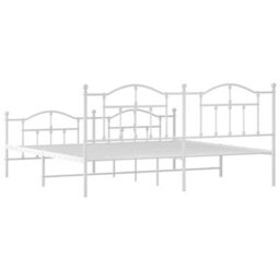 Berkfield Metal Bed Frame With Headboard And Footboard White 200X200 Cm - thumbnail 7