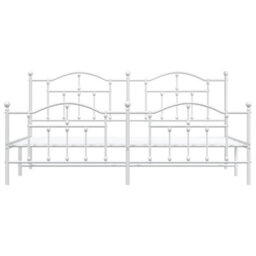 Berkfield Metal Bed Frame With Headboard And Footboard White 200X200 Cm - thumbnail 5
