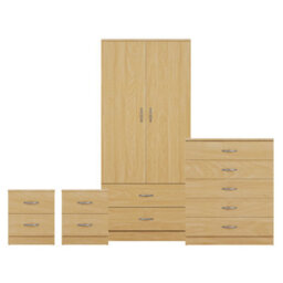 Lassic Vida Designs Riano 4 Piece Bedroom Set (2 Drawer Bedside Chest, 5 Drawer Chest, 2 Door 2 Drawer Wardrobe), Pine - thumbnail 8