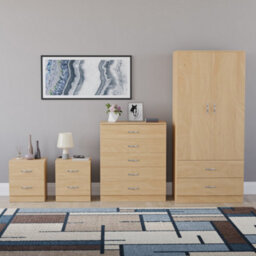 Lassic Vida Designs Riano 4 Piece Bedroom Set (2 Drawer Bedside Chest, 5 Drawer Chest, 2 Door 2 Drawer Wardrobe), Pine - thumbnail 7
