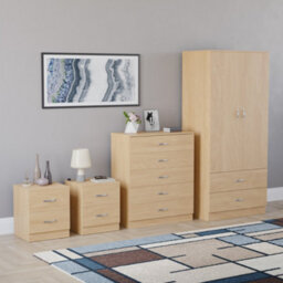 Lassic Vida Designs Riano 4 Piece Bedroom Set (2 Drawer Bedside Chest, 5 Drawer Chest, 2 Door 2 Drawer Wardrobe), Pine - thumbnail 6
