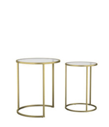 Urbn-Living Urbnliving 59Cm Height Round Nesting Side Coffee Tables Transparent Glass Top With Golden Metal Leg Set Of 2 - thumbnail 4