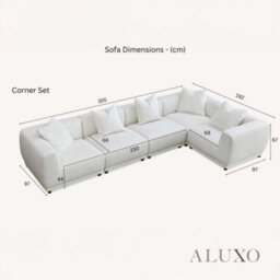 Aluxo Lottie Modern Boucle Modular Corner Sofa Firm 5 Seater L Shape Snow White - thumbnail 6