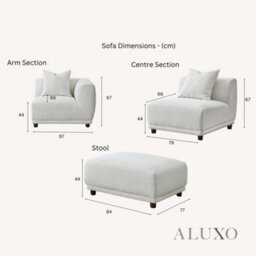 Aluxo Lottie Modern Boucle Modular Corner Sofa Firm 5 Seater L Shape Snow White - thumbnail 7