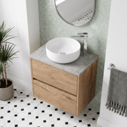 Balterley Chartley Contemporary 2 Drawer Wall Hung Vanity Unit With Laminate Worktop, 600mm - thumbnail 3