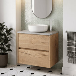 Balterley Chartley Contemporary 2 Drawer Wall Hung Vanity Unit With Laminate Worktop, 600mm - thumbnail 2