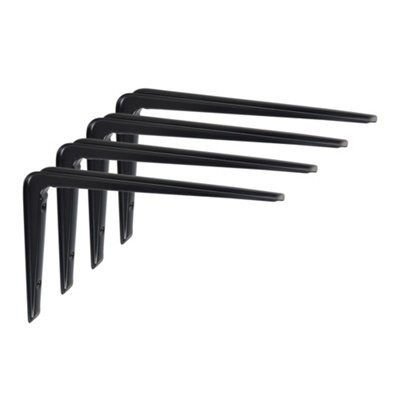 Pluto Black Metal Steel Shelf Wall Brackets 150mm X 220mm X 25mm - 4 Pack - image 1