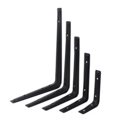 Pluto Black Metal Steel Shelf Wall Brackets 150mm X 220mm X 25mm - 4 Pack - thumbnail 4