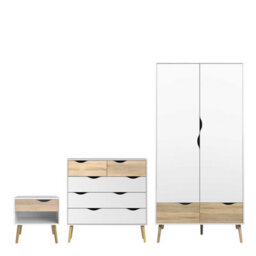 Wyld Haus Sapporo 3 Piece Bedroom Set White And Natural Oak Effect - thumbnail 2